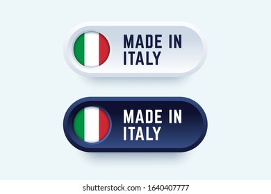 Made in Italy. Vector sign in two color styles with national italian flag for national products and producers.