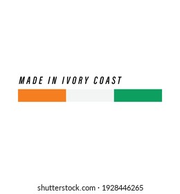 Made in Ivory Coast, badge or label with flag isolated on white background