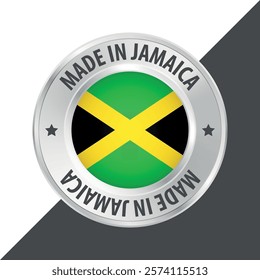 Made in Jamaica badge logo flag sticker 3d vector illustration isolated on white