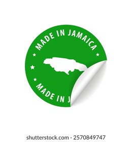 Made in Jamaica - Country Map Sticker. Best Quality. Original Product. Vector illustration.