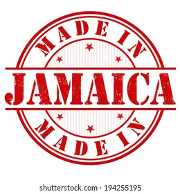 Made in Jamaica grunge rubber stamp on white, vector illustration svg