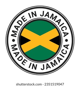 Pegatina de timbre redondo fabricada en Jamaica con ilustración vectorial de la bandera jamaiquina