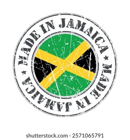 Made in Jamaica stamp scratched flag badge logo vector illustration