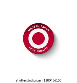 Made in Japan badge with Japan flag. Badge with long shadow. Vector illustration. 