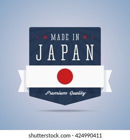 Made in Japan badge with Japan flag. Vector illustration in flat style.