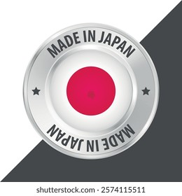 Made in Japan badge logo flag sticker 3d vector illustration isolated on white