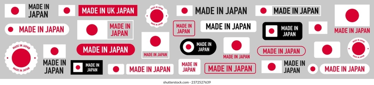 Made in Japan badges and emblems of set collection illustrations.	