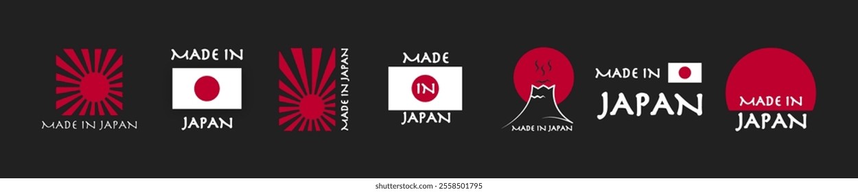 Made in Japan. Made in Japan badges and labels. Vector illustration.