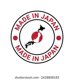 made in japan circle logo vector design with japan flag and map element	