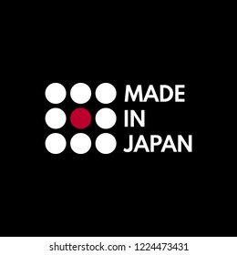 made in japan, circles vector logo on black background