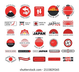 Made in Japan. Collection of Japanese logos and stickers.