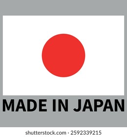 Made in Japan with flag isolated on grey background . Japan product label icon . Vector illustration