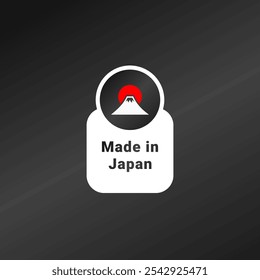 Made in japan label or Japan product label vector. Illustration of Mount Fuji, Japan. Best mount fuji logo in elegant style. Mountain fujiyama logo for content about Japan product.