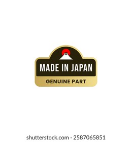 Made in japan label or Japan product label vector EPS. Illustration of Mount Fuji, Japan. Best mount fuji logo in elegant style. Mountain fujiyama logo for content about Japan product.