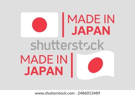 made in Japan labels set, Japanese product icons