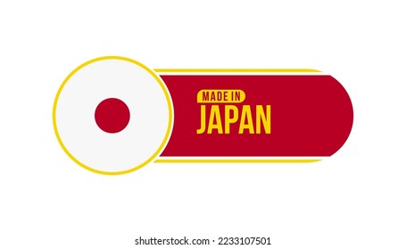 Made in Japan. Product packaging label with Japan flag. Vector illustration