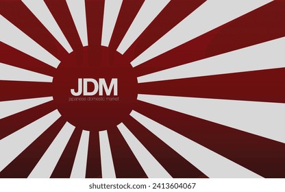 Made in Japan Rising Sun Background. Japanese Domestic Market sticker and vinyl.