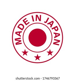 Made in Japan. Round Japan flag vector icon
