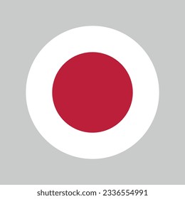 made in Japan, round with japanese national flag colors, circle vector icon