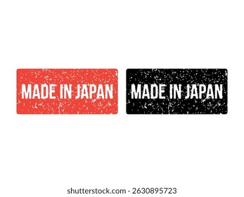 made in japan rubber stamp, vintage, grunge, misprinted or eroded tag, isolated on transparent background
