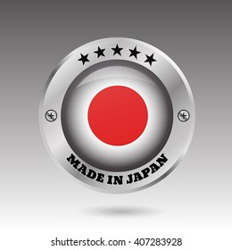 Made in Japan silver badge button flag symbol  vector eps 10 illustration