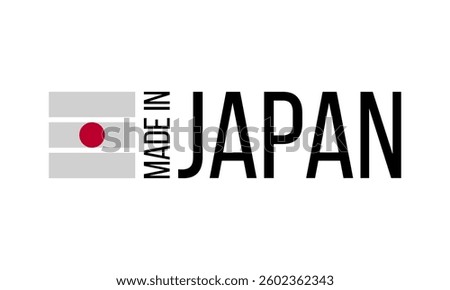 made in japan, squared japanese flag badge, circles vector label template, country manufacture mark, product emblem, white background
