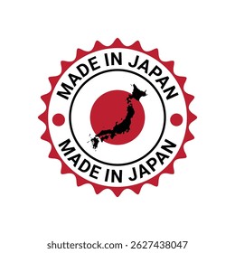 made in japan stamp circle logo vector design with japan flag element	