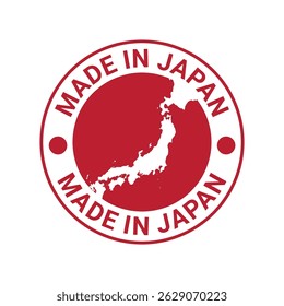made in japan stamp circle logo vector design with japan flag and map element	