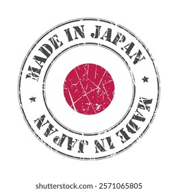 Made in Japan stamp scratched flag badge logo vector illustration