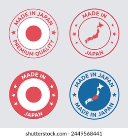 made in Japan stamp set, Japanese product labels