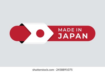 Made in Japan vector label with arrow flag icon and round. for logo, label, insigna, seal, tag, sign, seal, symbol, badge, stamp, sticker, emblem, banner, design