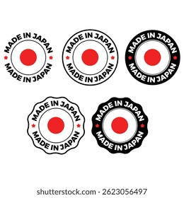 Hecho en Japón Etiquetas de Vector – Insignias de sello de calidad de Premium con bandera para el embalaje de Productos