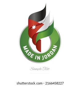 Hecho en Jordania Resumen abstracto bandera ondulada antorcha llama rojo blanco negro verde verde negro símbolo de la banda de cinta moderna vector vector