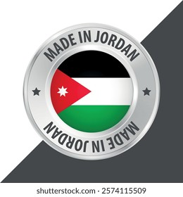 Made in Jordan badge logo flag sticker 3d vector illustration isolated on white