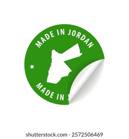 Made in Jordan - Country Map Sticker. Best Quality. Original Product. Vector illustration.