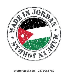 Made in Jordan stamp scratched flag badge logo vector illustration