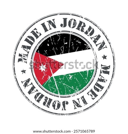 Made in Jordan stamp scratched flag badge logo vector illustration