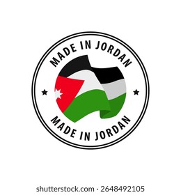 Hergestellt in Jordanien Stempel, Aufkleber. Vektorgrafik.