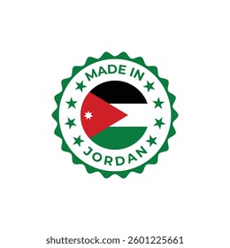 made in jordan vector label badge design illustration with national flag colors and stars