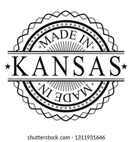 Made In Kansas Stamp. Logo Round Icon Symbol. Bank Design Certificated. 