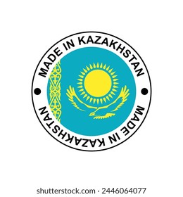 MADE IN KAZAKHSTAN circle stamp with flag on white background vector illustration