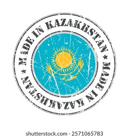 Made in Kazakhstan stamp scratched flag badge logo vector illustration