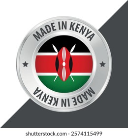 Made in Kenya badge logo flag sticker 3d vector illustration isolated on white