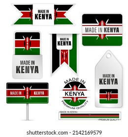 Made in Kenya graphics and labels set. Some elements of impact for the use you want to make of it.