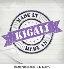 Made in Kigali vector rubber stamp on grunge paper
