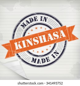 Made in Kinshasa vector rubber stamp on grunge paper