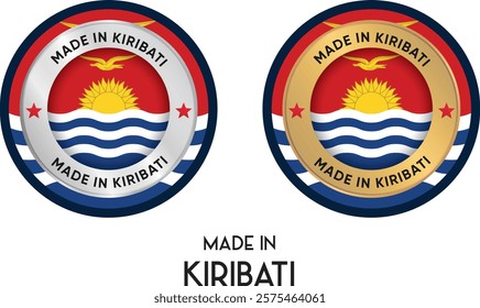 Made in Kiribati. Premium labels, stickers, pointer, badge and symbol of Kiribati flag icon. Collection vector illustration