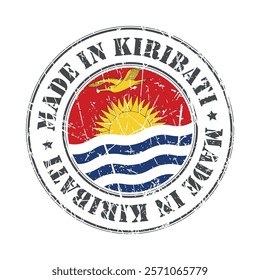 Made in Kiribati stamp scratched flag badge logo vector illustration