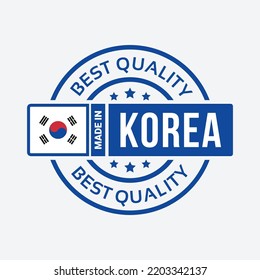 made in Korea with flag. for logo design, seal, tag, badge, sticker, emblem, symbol, product package, etc