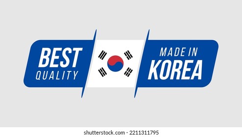 Made in Korea icon. minimalist label with country flag. vector illustration 
